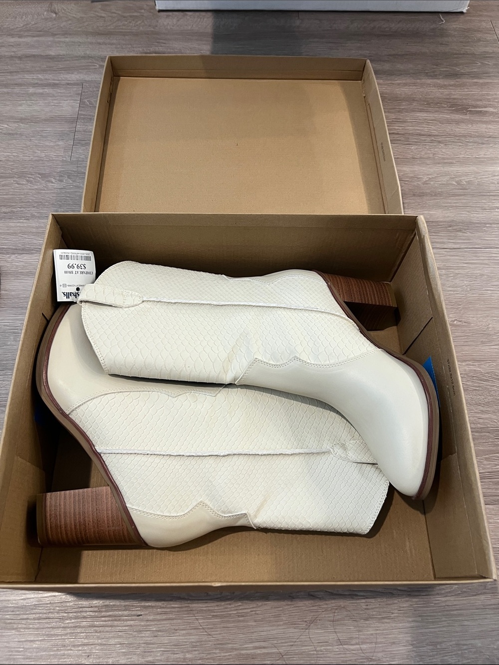 MIA Cream Western-Style Heeled Ankle Boots